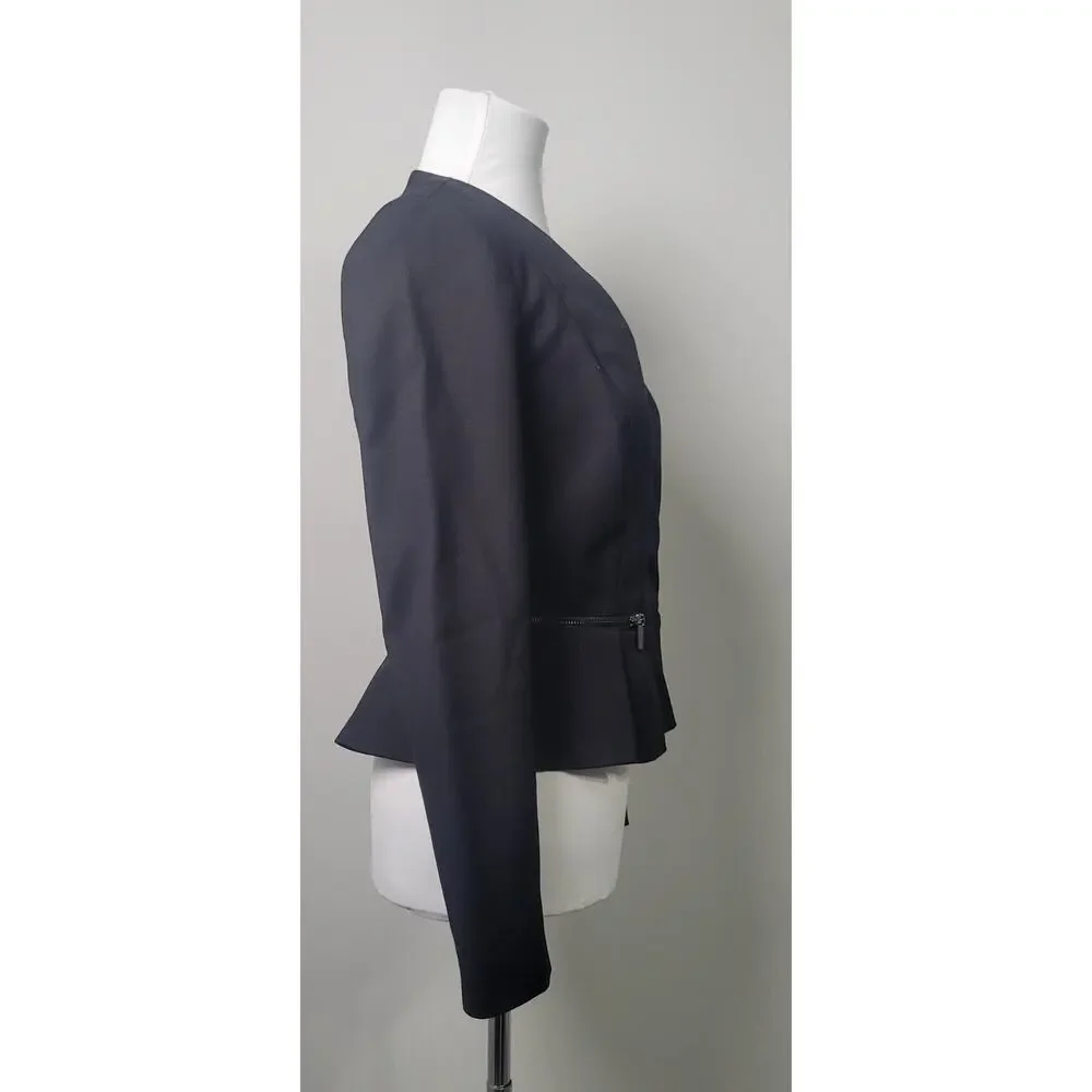bebe Black‎ Peplum Zippered Jacket Size 6 (small)